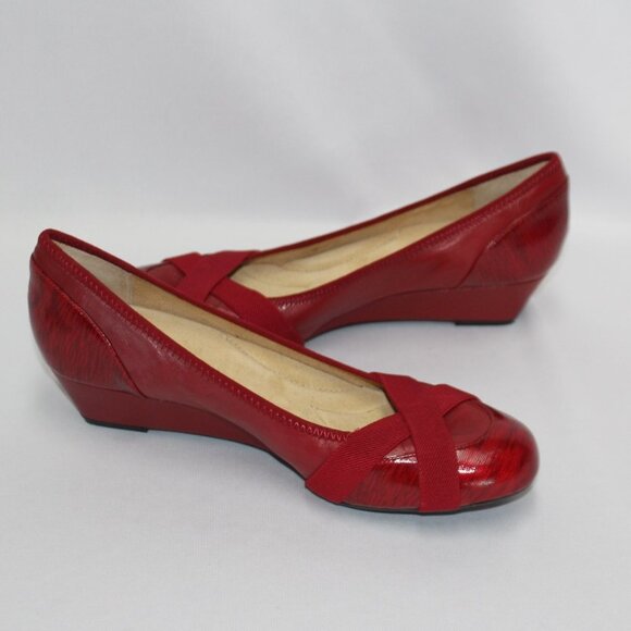 Michelle D Red Patent Low Heel Wedges - Picture 7 of 13